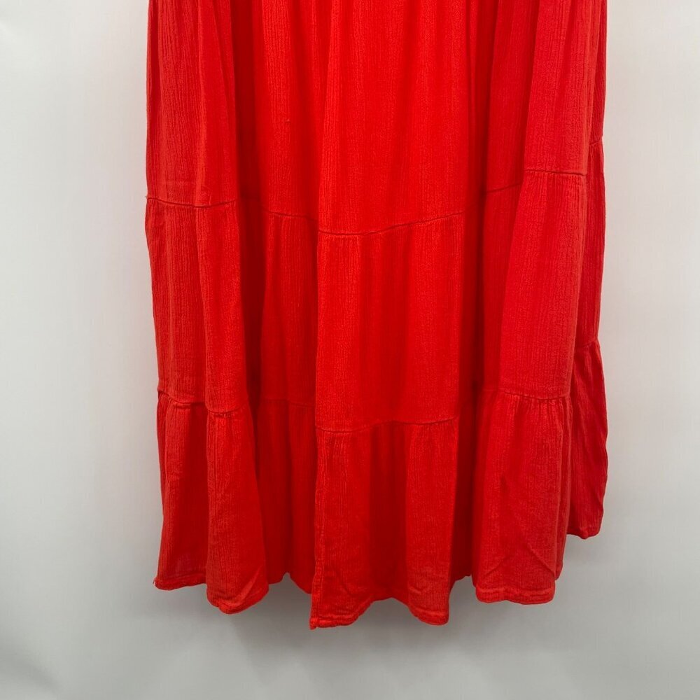 Japna Womens Sleeveless Shift Dress V-Neck Tiered Orange Size Medium - Picture 3 of 8